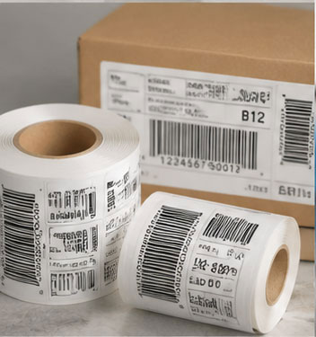 Barcode and shipping label rolls for logistics and warehousing