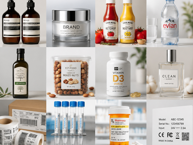 End-use label applications across personal care, food and