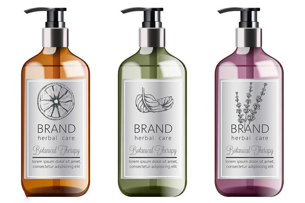 High-quality flexo printed labels on personal care and cosmetic bottles