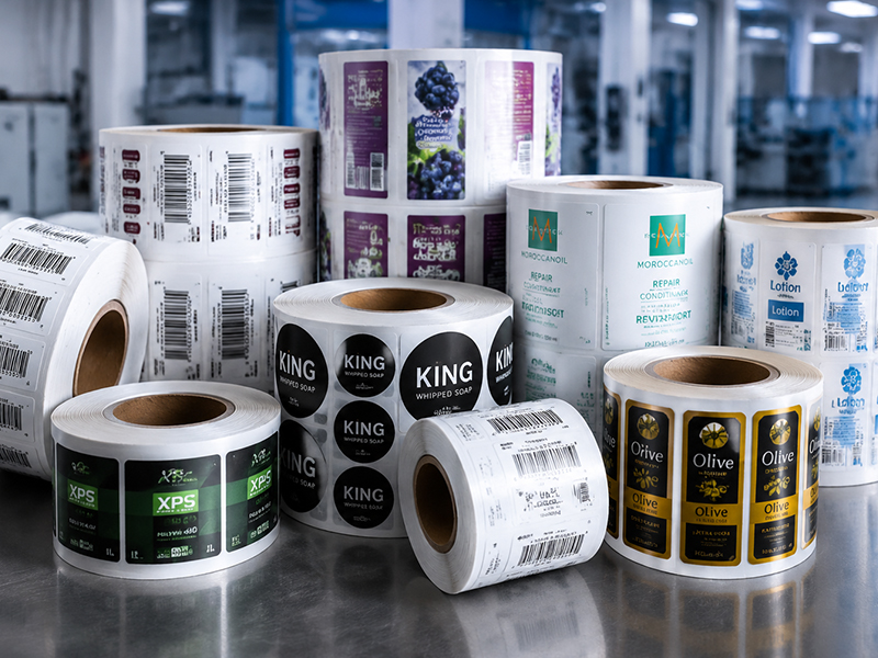 Pressure-sensitive label rolls produced by GGIN flexographic