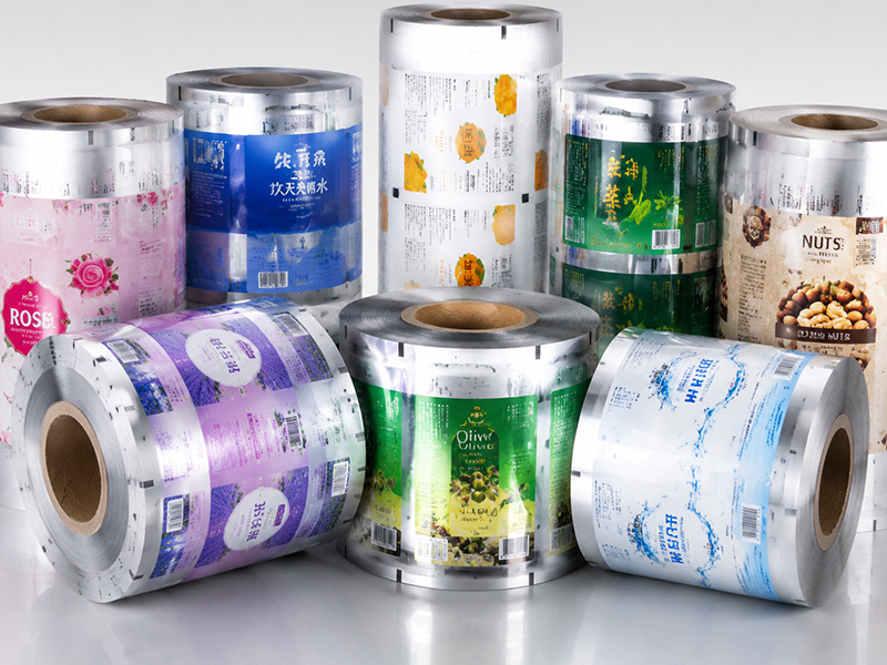 Printed flexible packaging film rolls for food and beverage
